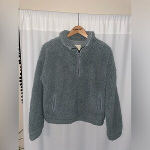 Thread & Supply fluffy Sherpa quarter zip pullover women’s M medium blue soft